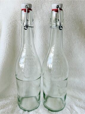 Vintage Style Glass Swing-Top Bottles - Set of 2 - Artisan Limonadier France